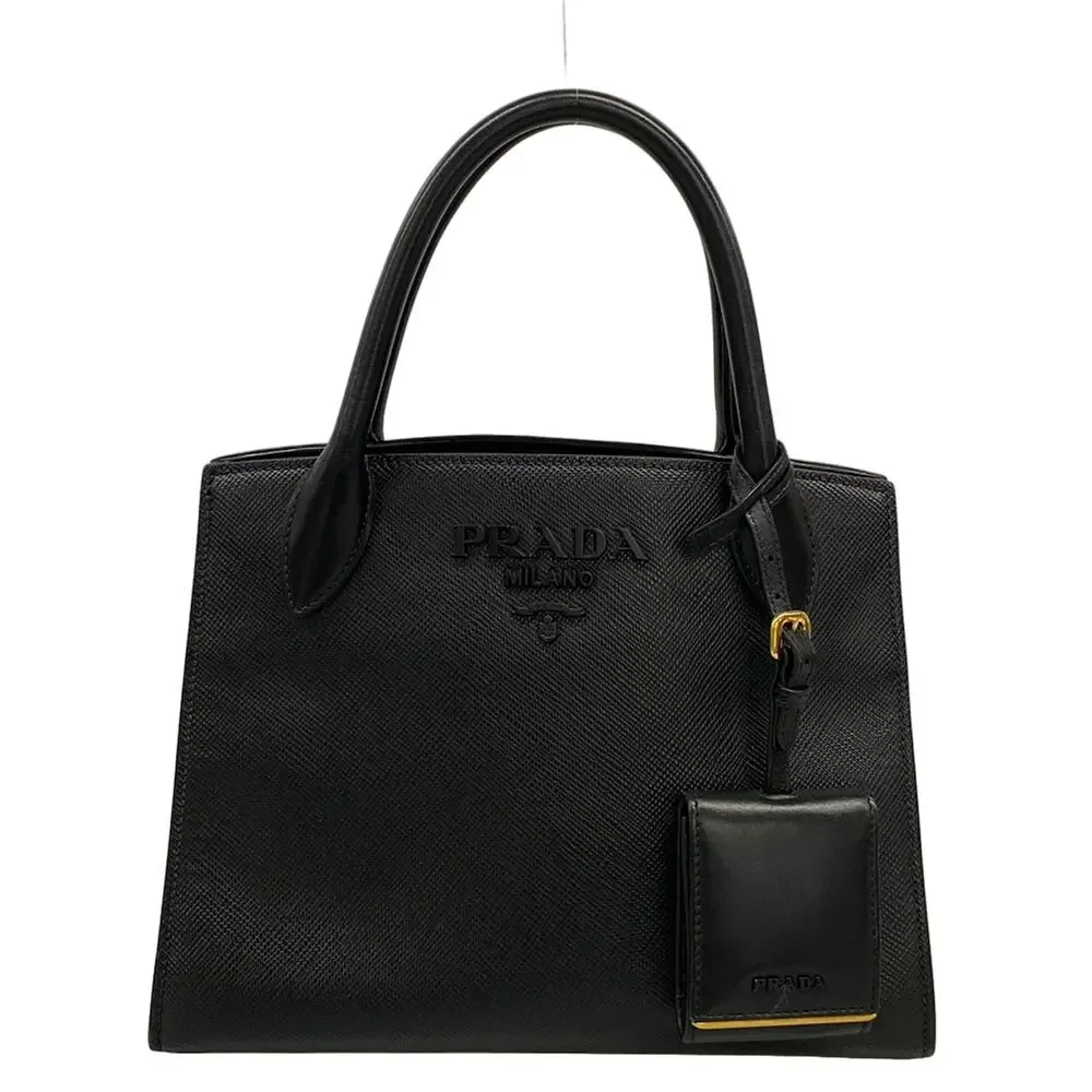 Prada Monochrome Handbag 1BA156 Saffiano Leather